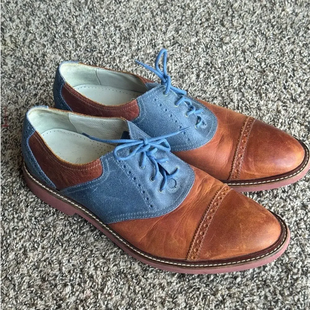 Cole Haan Saddle Oxford Shoes Brown Leather & Blue Suede Men’s Size 11.5
